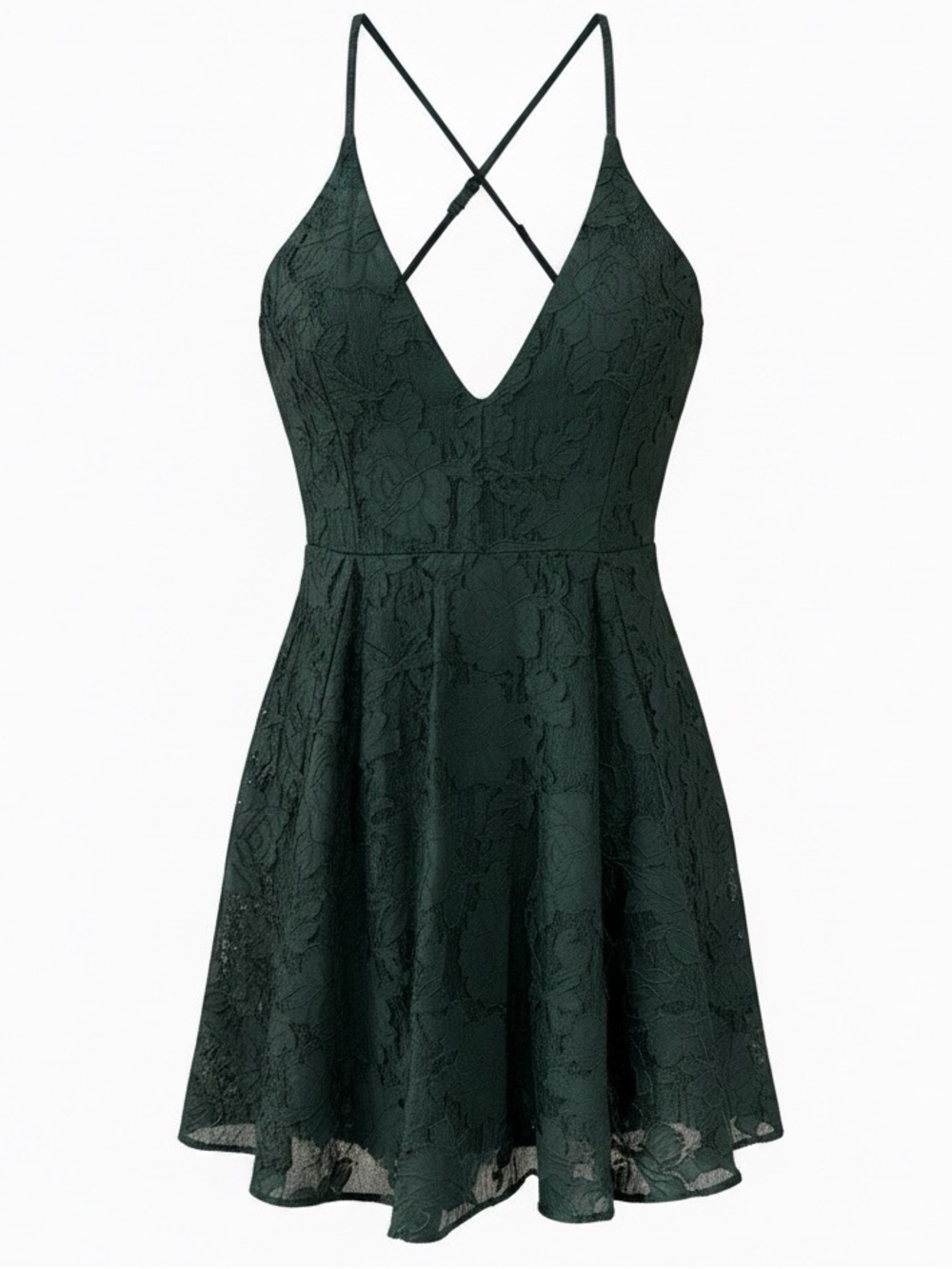 wild fable Olive Green Lace Halter Skater Dress